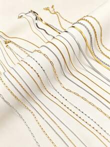 1pc Mixed Style Necklace Chain Bulk Round Snake Chain, O-Ring Chain, Blade Chain, Lip Chain, OT Chain, Grid Chain, Etc. Suitable For DIY Pendant Jewelry Making Materials, Suitable For Women's Daily Wear - Multicolor - View 1