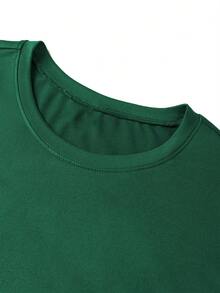 Father's Day Gift Men's Spring/Summer Casual Versatile Daily Commute Minimalist Printed Short Sleeve T-Shirt - Dark Green - View 3