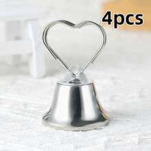 8pcs/4pcs Bell Business Card Holder With Card, Multiple Styles Available (E.G., Heart And Maple Leaf Shape), Built-In Bell Table Number Clip, Glossy, Exquisite, Shiny, Smooth, Bright, Luxurious, Transparent, Metallic Texture, Mirror Polished, Beautiful, Warm, High-End, Elegant, Dreamy, Ceremonial, Luxurious Atmosphere, Gentle And Romantic, Suitable For Table Numbers, Restaurant Menus - Silver - View 12
