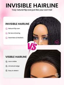 ISEE Women's 3-In-1 Half Wig, Human Hair, Curly/Straight/Curly-Straight, InvisiFit Band, 180% Density, 12-16 Inch Bob, Flexible Fit, Glue-Free Wear, Suitable For Beginners Daily Use - SNatural - View 8