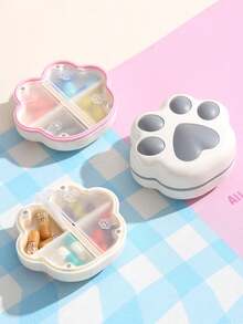 Creative Cute Cat Paw Shaped Pill Box, Large Capacity 8-Compartment Portable Pill Box, Rounded Design, Magnetic Closure, Suitable For Storing Vitamin Tablets, Suitable For Daily Outdoor Activities, Daily Use Or Travel. Storage Box - Multicolor - View 6
