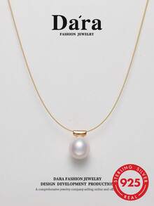 DARA Freshwater Pearl Pendant Necklace S925 Silver 9-10mm White Pearl Minimalist Style For Daily Commute And Travel Wear - Multicolor - View 1