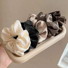 5pcs/Set Woman Elegant Hair Band Solid Color Large Scrunchie Hair Ties Daily Simple Ponytail Holder Girls Hair Accessories - Multicolor - View 6