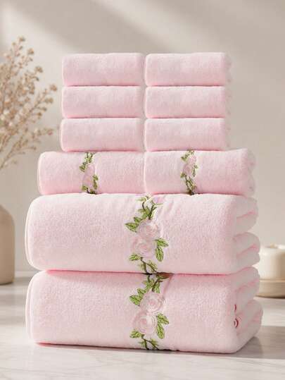 Set di 10 asciugamani ultra morbidi ad asciugatura rapida, 2 asciugamani da bagno, 2 asciugamani per le mani, 6 salviette in microfibra velluto corallo, altamente assorbenti, per bagno, sport, yoga, viaggi