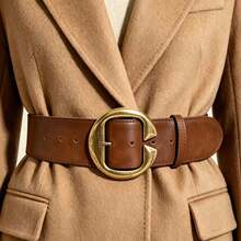 1pc Millennium Belt, Y2K Western Style, Coffee Brown Belt, Suitable For Jeans, Dress Belt, Jacket And Casual Wear, Plus Size Adjustable - Coffee Brown - View 6
