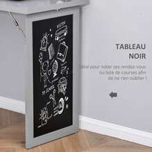 Opklapbaar bureau voor aan de muur met opbergruimte, boekenkast, werkplek, krijtbord en verstelbare plank. - A - Bekijken 9