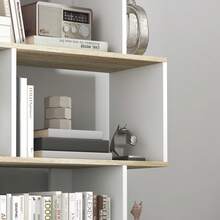 Boekenkast in Scandinavische stijl, opbergmeubel met 5 anti-kantelplanken, draagvermogen van 25 kg, hout en witte afwerking. - A - Bekijken 9