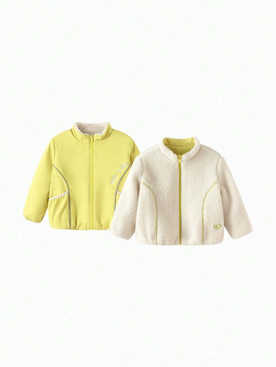 Balabala Reversible Kids Coat Versatile Double‑Sided Autumn Outer Top For Baby Boys & Girls - Yellow Green - View 1