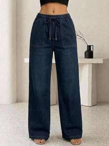Women Pants - Dark Wash - View 2