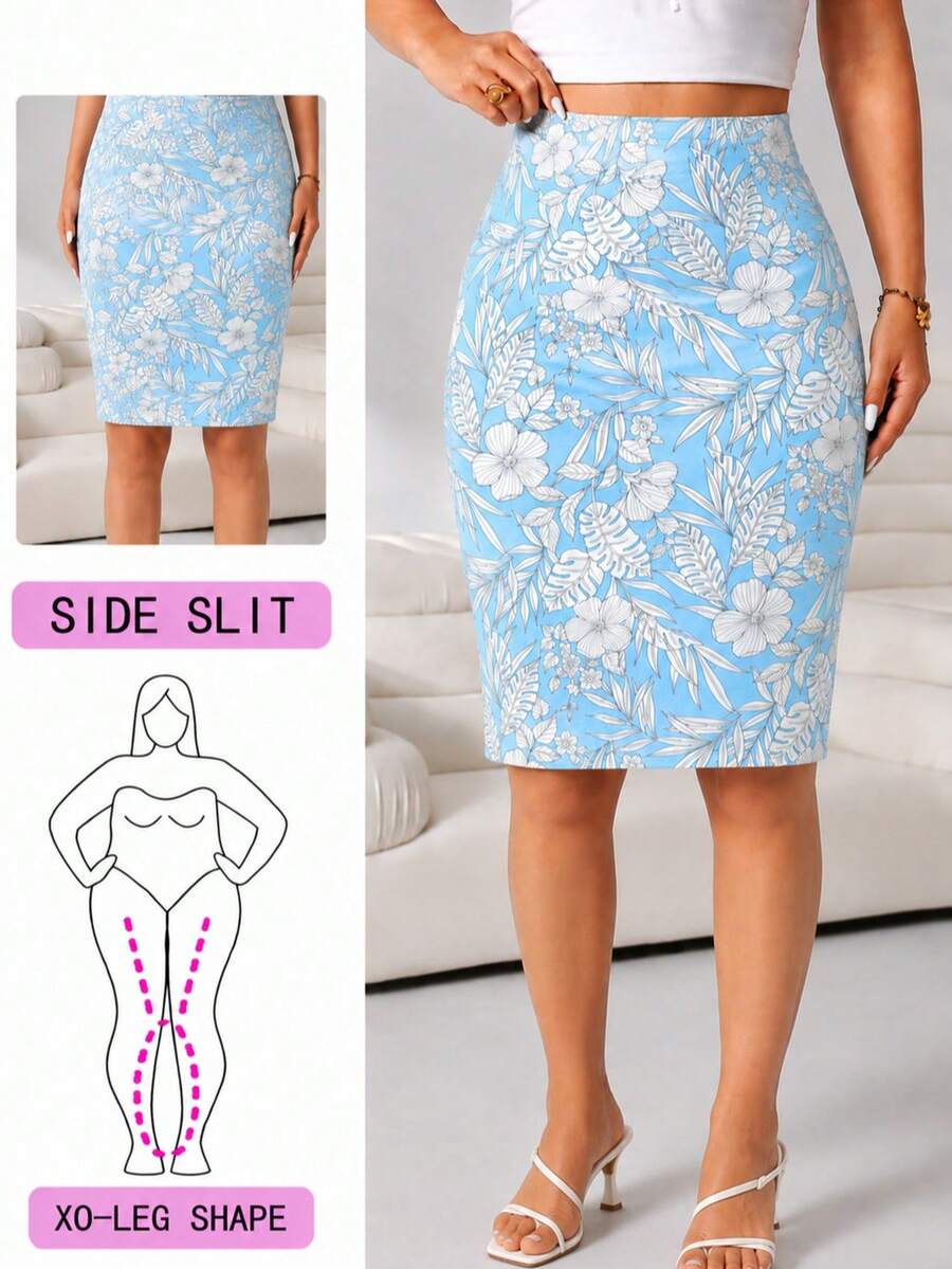 Plus Size Skirts - Sky Blue - View 1