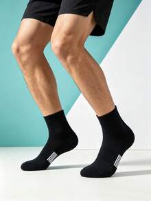 1/5/10/20 Pairs Men's Mid-Calf Socks, Mesh Comfortable Sports Socks, Striped Non-Slip Shock-Absorbing Sole, Simple Casual Socks - Multicolor - View 5