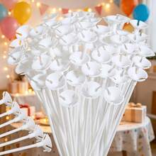 1/10/30/50pcs Transparent Balloon Stick Holder, Reusable White Decorative Stand With Cup - Christmas, Wedding, Birthday And Holiday Party Display Accessories, Suitable For Christmas, Birthday - Multicolor - View 10