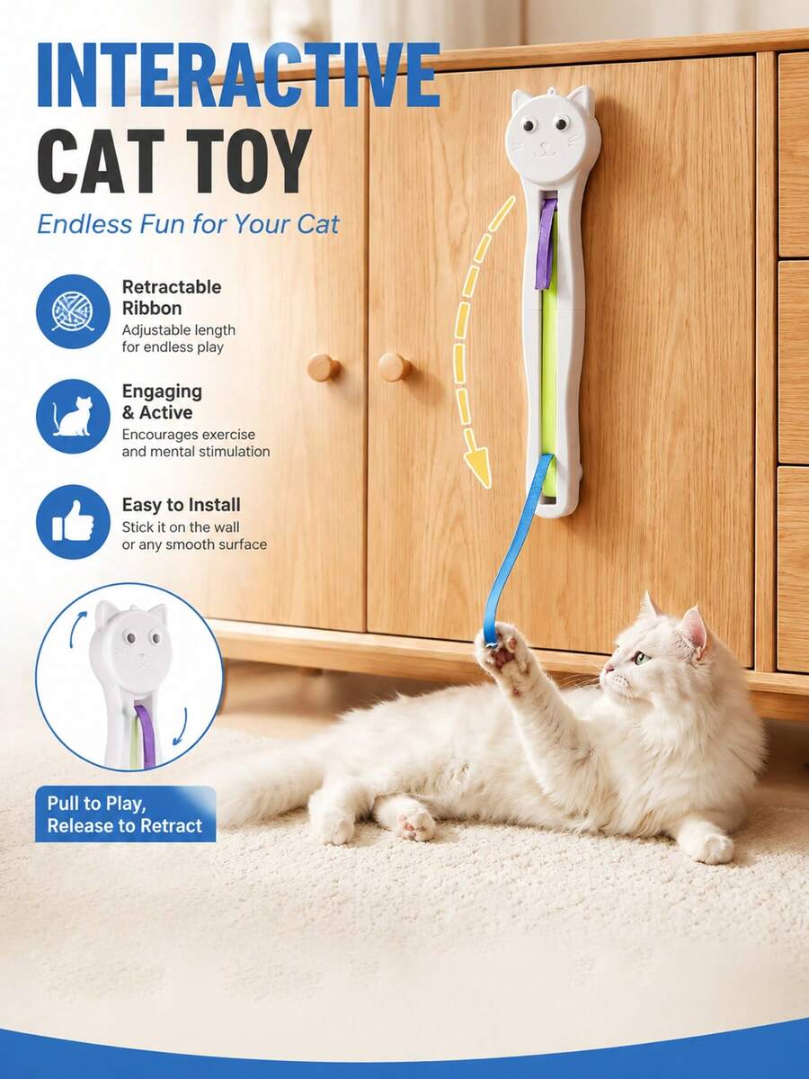 Interactive Cat Toy For Indoor , Door-Mounted Automatic Moving With String Action Cat Toy With Adjustable Motion Modes, Rechargeable Electric For Kittens & Bored Adult Cats, Hands-Free Pet Play Accessory