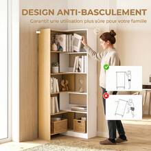 350° draaibare hoekboekenkast met 5 planken, uitschuifbare L-vormige opbergkast, 60-111x24x164cm, eikenhout - A - Bekijken 9