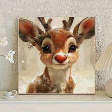 1PC DIY 5D Diamond Painting Kit Cute Deer Pattern - Round Full Diamond Art Mosaic Craft, Home Wall Decor, Unframed - No Frame - View 4