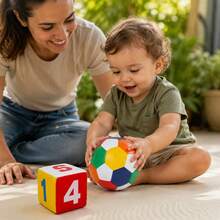 Kit Bola e Dado Grande Com Chocalho de Brinquedo Infantil - Multicolorido - Visão 6