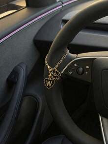 Black Butterfly Steering Wheel Pendant With Initial Heart Charm And Gold Chain, Decorative Car Hanging Ornament, Fashionable Car Interior Accessory, Suitable For Women, Drivers, Friends, New Car Owners, Perfect For Gifts - Black - View 33