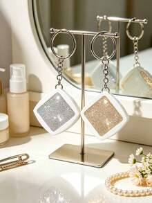 1pc Shiny Rhinestone Retractable Tape Measure Keychain - 2m/6ft - Mini Tape Measure Keychain - Retractable Soft Tape Measure Keychain, Keychain, Cute Bag Pendant, Portable Pocket Measuring Tool, Body Measuring Tape, Retractable Small Tape Measure, DIY Handmade Accessory Pendant, Suitable For Tailors And Craft Enthusiasts, Also A Unique Birthday Gift, Holiday Gift, Party Gift - Multicolor - View 3
