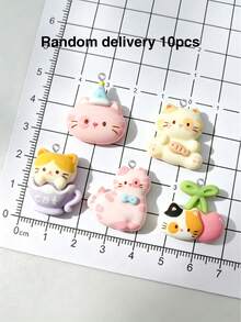 10/20/100 piezas Encantadores dijes de resina de gato crema DIY hechos a mano colgantes para llaveros accesorios para bolsos decoración - Multicolor - Ver 9