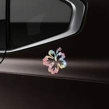 Cute Hollow Hibiscus Flower Sticker, Sparkly Tropical Floral Vinyl Decal, DIY Decor Accessory For Vehicle, Notebook, Water Bottle, Home Glass Surfaces - 1pc - View 3