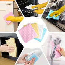 1/5/10pcs Random Color Magic Sponge Cloth, New Thickened Super Absorbent Cleaning Cloth, Multi-Functional Home Cleaning Pad, Suitable For Glass, Ceramic, Floor, Wall Cleaning, Honeycomb Texture, Non-Scratch Foam Scrubber - Pink - View 7