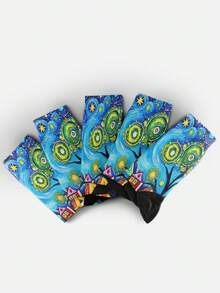 Cool 360° Printed Men's Socks - Streetwear Socks,Painted Black Cat,Famous Art Paintings,Colorful,Funny Socks, Fit Daily, Holiday & Party Occasions - Multicolor - View 5