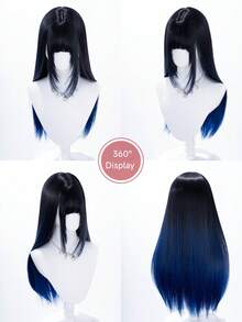 alicegarden Wig sintetis sepanjang 28 inci dengan gaya lurus alami dan warna-warni yang menakjubkan. Dirancang dengan poni, wig palsu ini sangat cocok untuk penggunaan sehari-hari, pesta, dan cosplay, menawarkan wig alami dan tahan lama sebagai hadiah untuk para wanita. - MultiWarna - View 9