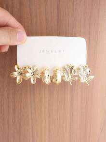 Set de 6-18 piezas de pendientes de moda para mujer, con acabado metálico dorado, estilo elegante y versátil, adecuado para uso diario y fiestas de mujeres - Multicolor - Ver 5