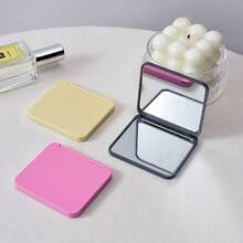 1pc Double-Sided Square Makeup Mirror, Portable Compact Pocket Mirror, Glass Mirror Surface, Cute Gift For Women And Girls, Multiple Colors Available, Portable Beauty Tool, Fashionable Modern Design, Travel Essential - Multicolor - View 4