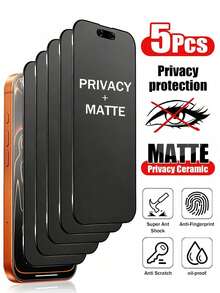 Yezodawee 5片裝磨砂防窺陶瓷螢幕保護貼，適用於 Phone 18Pro Max/Phone 18 Pro/Phone 17 Pro [6.3 吋]，柔性磨砂防窺陶瓷膜，全螢幕覆蓋，防指紋、防摔、防眩光，適用於 Phone 17 Pro Max/17 Air/17/16E/16 Pro - 黑色 - 查看 34