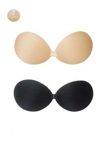 2 Pairs Invisible Adhesive Push-Up Bras, Strapless Lift Bra, Self-Adhesive Nipple Covers, Reusable Front-Closure Strapless Bra, And Strapless, Shoulderless Adhesive Bra Pads Designed For Strapless Dresses And Vacation - Black - View 4
