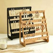 A Wooden Walnut Color, Minimalist And Stylish Tiered Earring Storage Rack, Suitable For Jewelry Store Earring Display Stand. Earring Storage Rack - Multi-layer Earring Storage Rack - View 6