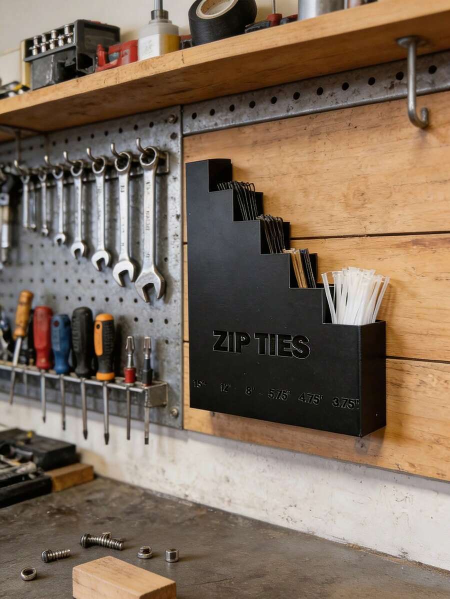 Wall-Mounted Cable Tie Storage Rack With 2 Hooks, Sturdy Multi-Layer Cable Tie Organizer, Compact Durable Storage Hook, Suitable For Garage, Workshop, Home Office Tool Organization, Perfect Gift For DIY Enthusiasts, Repairmen, Mechanics, Electricians, Plumbers