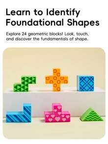 Kids Logic Pattern Building Blocks, Geometric Shape Matching Stacking Puzzle Game, Parent‑Child Interactive Desktop Play Toy, Holiday Party & Birthday Present For Children - Multicolor - View 6