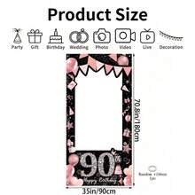 AFYPRTY 1pc Black & Pink Diamond Birthday Photo Booth Backdrop Frame Wall, Polyester Fabric, Birthday Party Selfie Photo Prop Decoration, Suitable For 18, 21, 30, 40, 50, 60, 70, 80, 90th Birthday Party Decor - Rose Gold - View 14
