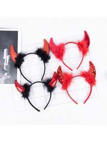 Devil Horn Headband In Stock Cross-Border Hot Holiday Party Ball Red Horn Costume Headband Hair Accessory, Holiday Atmosphere Costume Prop Cosplay - Multicolor - View 3