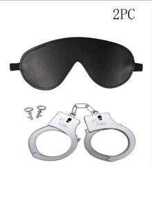 1 Set 2pcs Sexy Eye Mask With Plastic Handcuffs, Role Play Props, Lightweight, Portable And Easy To Use,Halloween - Multicolor - View 1