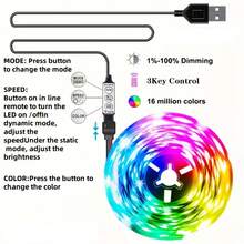 1 buah Lampu Strip LED RGB5050 5V dengan Antarmuka USB dan Pengontrol 3 Tombol, Lampu Dekoratif Latar Belakang TV Berwarna-warni, Cocok untuk Suasana Ruang Tamu dan Kamar Tidur - MultiWarna - View 4