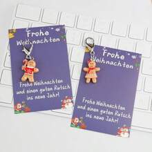 12pcs 2D Funny Gingerbread Man Series Keychain Set With Christmas Cards, Holiday Universal Small Gift, Positive Support Gift, Good Luck Gift, Christmas Party Favor, Christmas Party Decoration Gift - Multicolor - View 8