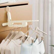 1/2pcs Multi-Hook Foldable Clothes Hanger, Space-Saving Clothing Storage Rack, Portable Hook Design, Travel Essential, Suitable For Hotel, RV, Cruise Ship, Dorm, Closet, Small Bedroom And Other Places - View 1