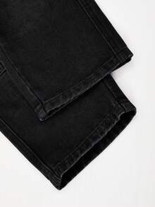 Straight Leg Fashion Casual Denim Jeans, Suitable For Boys, Street Style - Black - View 7