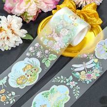 Loop100cm 2m/Roll Golden Foil Spring Countryside PET Tape Forest Wildlife Floral Decorative Tape For Sticker Scrapbooking Journal Card Making Stationery - 2M - View 3