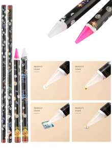2 buah Pensil Lilin Warna Pink & Putih untuk Mengambil dan Melepas Kristal, Rhinestone, Permata, dan Stiker Perhiasan untuk Seni Kuku, Digunakan untuk Mengambil dan Melepas Kristal, Rhinestone, Permata, dan Stiker Perhiasan - MultiWarna - View 1