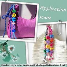 50-200pcs Colorful Acrylic Large Hole Letter Beads, Random Mixed Color Loose Beads For Handmade Jewelry, Phone Chain, Keychain Decoration - Multicolor - View 10