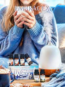 EMBRACEX. 6pcs/1 Set 10ml Winter Essential Oil Set, Warm Scent, Suitable For Diffuser/Humidifier, Winter Atmosphere, Aromatherapy Candle, Romantic Scent, Thanksgiving/Christmas Gift, Multiple Fragrances Available - Winter Set - View 7