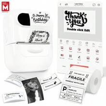 Marklife P50 White Thermal Label Maker, Inkless Printer, Portable Wireless Label Printer For Barcode, QR Code, Jewelry, Retail Clothing Tag, Labeling, Home, Office, Compatible With Phone Android, IOS, With 1 Roll Sticker - Multicolor - View 2