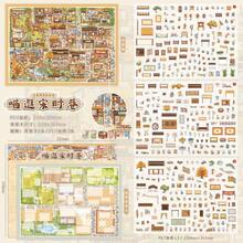 Autocollants de scène de rue Kawai Chat, autocollants de paysage de grande taille, autocollants de scrapbooking, autocollants de micro scène de maison, autocollants DIY immersifs, autocollants d'art, fournitures de journalisation, cadeaux d'Halloween, soulagement du stress, amateurs d'artisanat - A - Voir 12