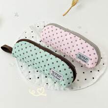 Fluffy Angel Wings Polka Dot Quilted Pencil Case, Korean Style Stationery, Back To School, Pen, Ruler, Eraser All-In-One Mesh Storage Bag, School Supplies, Pencil Case - A - View 4