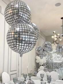 1/5/10 22-Inch Disco Balloons, 4D Spherical Mirrored Metal Balloons, Mixed Sizes, Disco Laser Foil Balloons, Metallic Disco-Themed Party Decorations, Birthday Party Decorations, Wedding Decorations, Christmas Decorations. - Multicolor - View 5