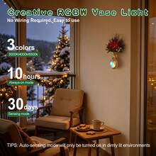 Realistic Floral Decorative Wall Lamp LED Magnetic Induction Wall Light Vase Decoration Lamp Rechargeable 800mAh Battery RGB Dimmable Suitable For Vase, Desk, Home Decor, Christmas, Wedding, Party, Fashion Home Decor - Multicolor - View 4